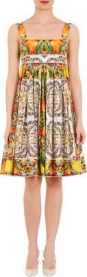 Dolce & Gabbana Tile & Fruit-Print Sleeveless Dress