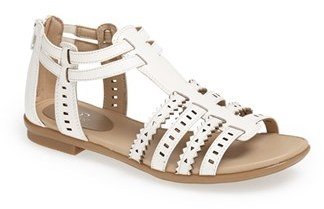 Easy Spirit 'e360 - Karelly' Pinked & Perforated Leather Back Zip Sandal (Women)
