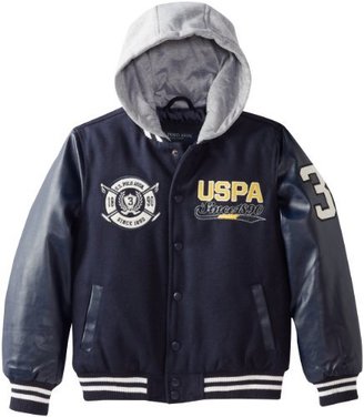 U.S. Polo Assn. U.S. Polo Association Big Boys' Varsity Jacket with Attached Hood