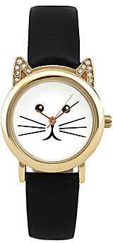 JCPenney FASHION WATCHES Womens Kitty Face and Ears Rhinestone Watch