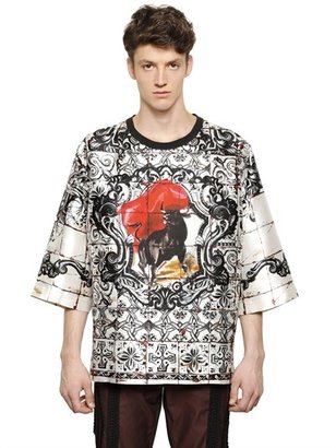 Dolce & Gabbana Oversize Bull Printed Silk T-Shirt