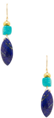 Lapis Lapis, Amazonite, & Pyrite Drop Earrings