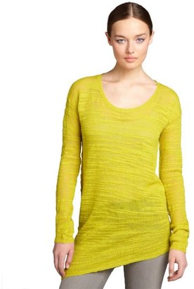 Halston chartreuse wool blend scoop neck asymmetrical sweater
