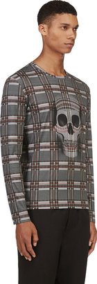 Alexander McQueen Black Skull Plaid T-Shirt