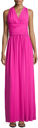 Halston Slinky Jersey Ruched Gown, Petunia