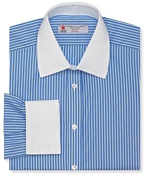 Turnbull & Asser Solid Collar Stripe Dress Shirt - Classic Fit
