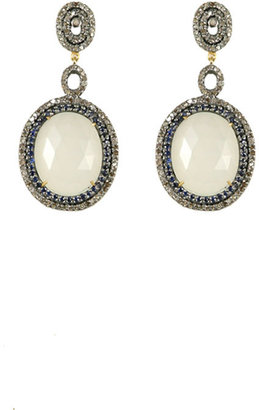 Hari Jewels Sapphire and Moonstone Drop Earrings