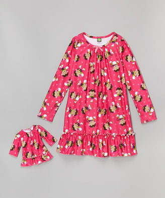 Dollie & Me Pink Monkey Nightgown & Doll Nightgown - Toddler & Girls
