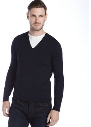 Burberry navy merino wool v-neck sweater