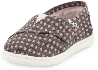Toms Polka-Dot Fabric Shoe, Gray/Pink Dot, Tiny