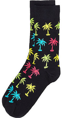 River Island MensNavy multicolored palm tree print socks