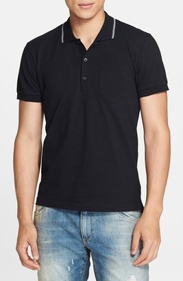 Dolce & Gabbana Tipped Piqué Polo with Logo Hardware Detail