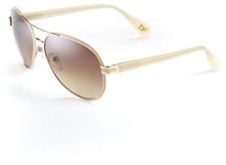 Diane von Furstenberg Sydney Aviator Sunglasses - BEIGE