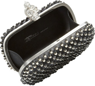 Alexander McQueen The Skull faux pearl-embellished leather box clutch