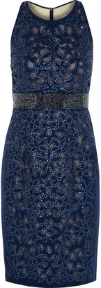Mikael Aghal Embellished cutout silk crepe de chine dress