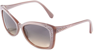 Swarovski Crystal-Temple Square Sunglasses, Pink