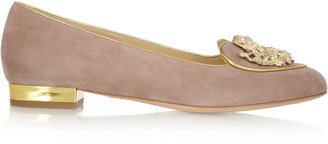 Charlotte Olympia Virgo suede slippers