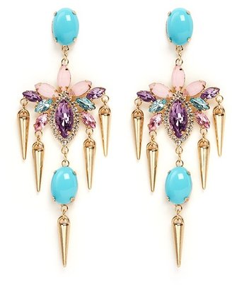 Crystal and stone drop earrings