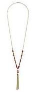 Dorothy Perkins Womens Glass Red Bead Tassel Necklace- Red