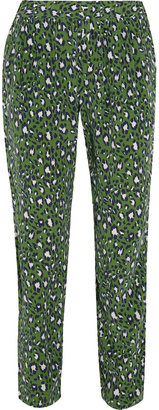 Joie Gage leopard-print washed-silk tapered pants