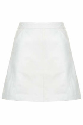 Topshop Womens TALL Exclusive Leather A-Line Skirt - White