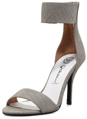 Jeffrey Campbell Inaba Snake-Embossed Ankle-Band Sandal