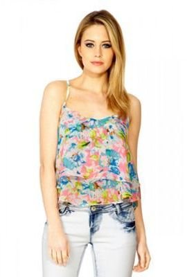 Quiz White, Pink And Blue 2 Layer Vest Top