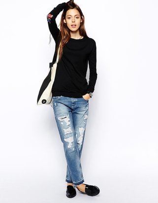 ASOS Jumper With Love & Hate Tattoo Elbow Patch