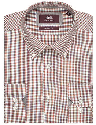 Marks and Spencer M&s Collection Luxury Pure Cotton Tailored Fit Fine Checked Twill Shirt
