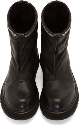 Cinzia Araia CA by Black Leather Silver Zip Trim Dunk Boots
