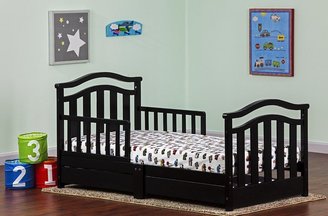 Dream On Me Elora Toddler Bed with Storage Drawer, Black