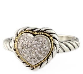 EFFY Balissima Sterling Silver, 18Kt. Yellow Gold & Diamond Heart Ring