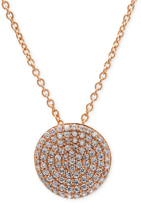 Crislu Rose Gold Over Sterling Silver Cubic Zirconia Pave Circle Necklace