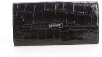 Furla onyx embossed leather logo engraved detail continental wallet
