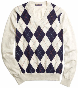 Brooks Brothers Argyle V-Neck Sweater