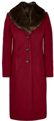 Austin Reed Red Faux Fur Collar Coat