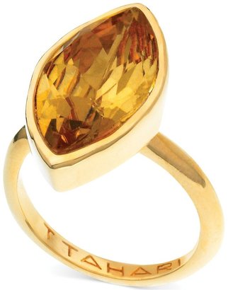 T Tahari Gold-Tone Crystal Navette Ring
