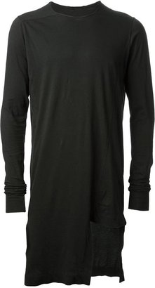 Rick Owens long draped asymmetric hem sweatshirt
