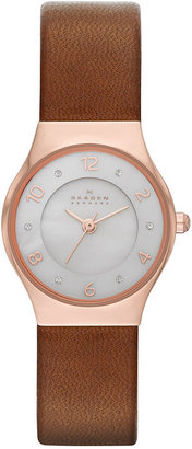 Skagen Women's Grenen Brown Leather Strap Watch 24mm SKW2210