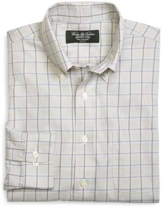 Brooks Brothers Country Club Slim Fit Non-Iron Cotton and Cashmere Grey Check Sport Shirt