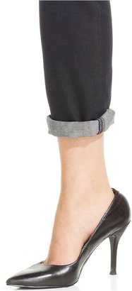 KUT from the Kloth Faux-Leather Trim Cuffed Boyfriend Jeans, Visionary Wash