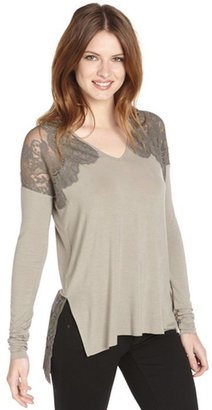 Bailey 44 grey stretch lace accent shoulder long sleeve tunic
