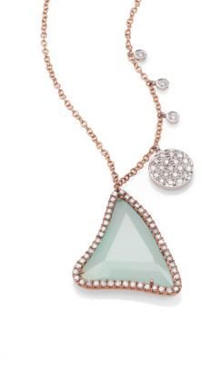 Meira T Agate, Diamond, 14K Rose & White Gold Triangle Necklace