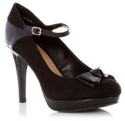 New Look Wide Fit Black Patent Panel Court Shoes