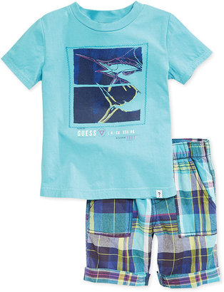 GUESS Boys' 2-Piece Fish Tee & Plaid Shorts Set