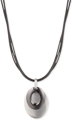 Jones New York Anne Klein Silver-Tone and Light Hematite-Tone Layered Pendant Coil Necklace