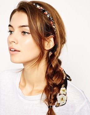 ASOS Floral Gem Hairband with Ribbon Tie - darkfloral