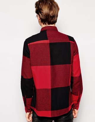 ASOS Shirt In Long Sleeve With Big Scale Buffalo Check