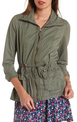 Charlotte Russe Studded Zip-Up Anorak Jacket