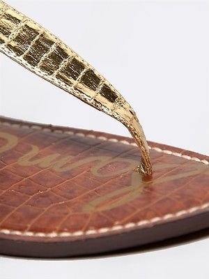 Sam Edelman NEW GIGI Women T-Strap Slingback Sandals Metallic sz Gold Boa Print